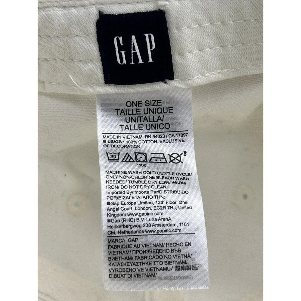 GAP Script Logo Strapback Hat White Embroidered US American Flag